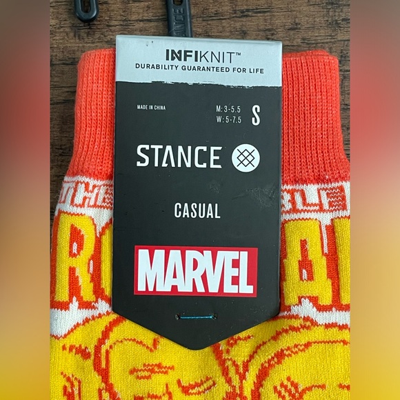 Stance Infiknit Casual Crew Socks ‘Iron Man’ (size mens S 3-5.5/wmns 5-7.5) - Picture 2 of 5